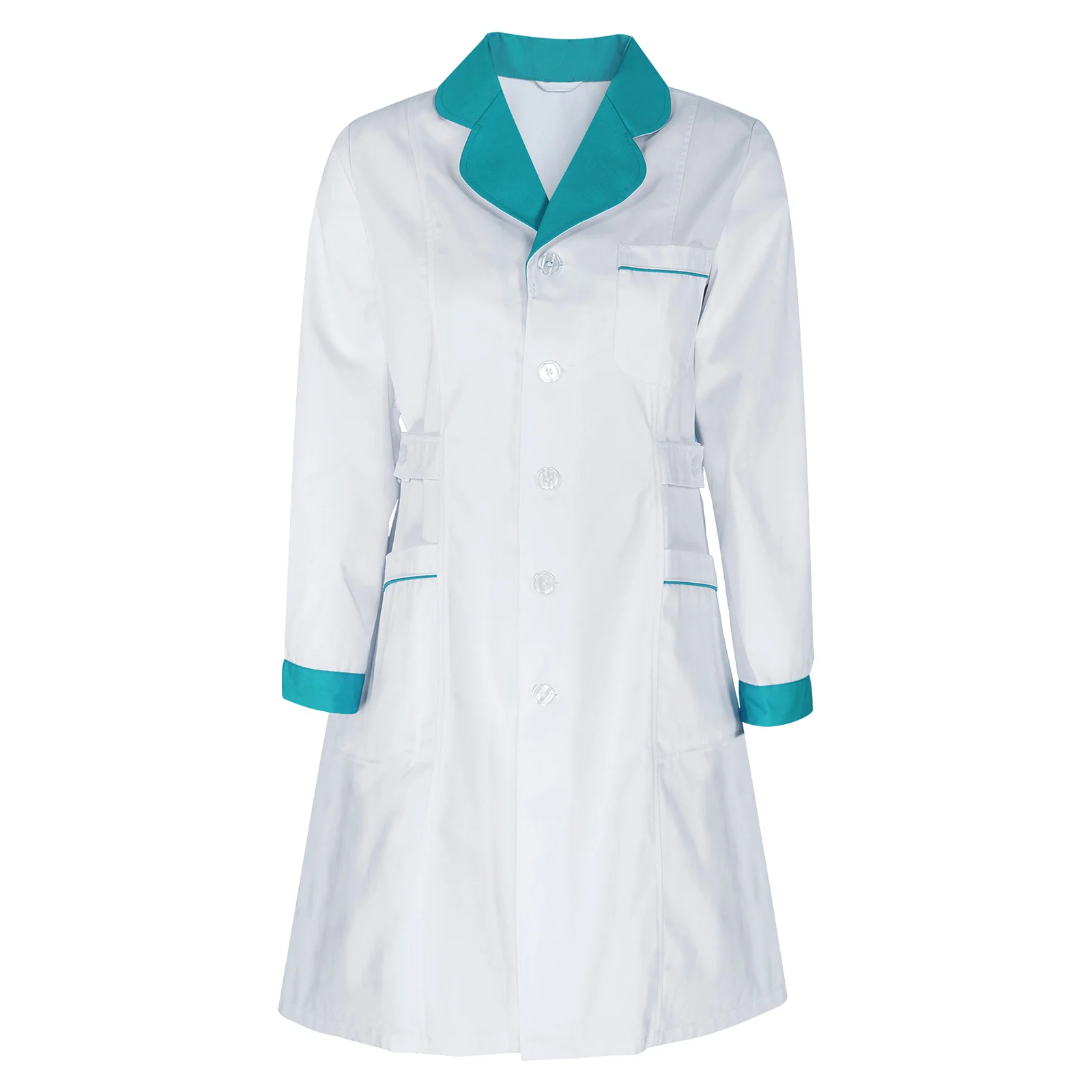 thumbnail image 1 of Bata de laboratorio para mujer, abrigo médico profesional de manga larga, solapa de muesca, bolsillos grandes, abrigos de uniforme de esteticista farmacéutico para enfermera, 1 of 5
