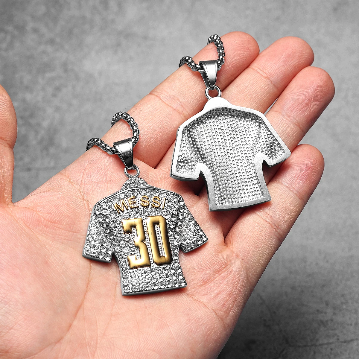CR7 Messi Haaland Mbappé Neymar Football Jersey Men Necklaces Stainless Steel Pendant Chain Punk HipHop New In Jewelry Wholesale 3
