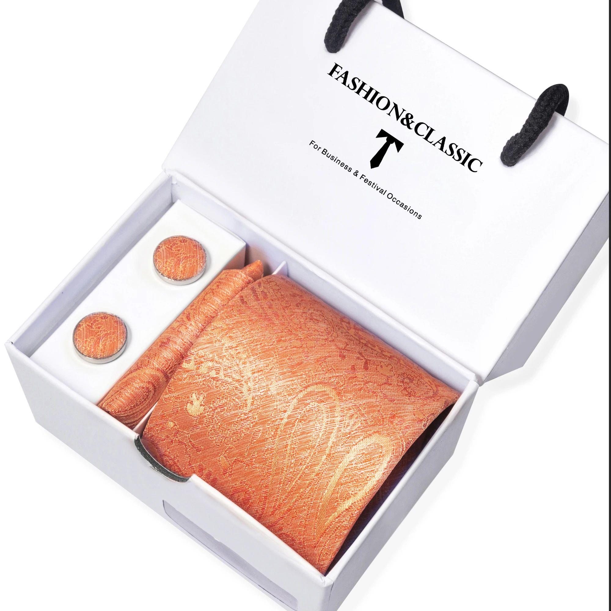 Krawatte für Herren, brandneuer Stil, 8 cm Krawatte, Einstecktuch-Set, Krawattenbox, Herren, grüner Blumenanzug, Accessoires, geeignet für formelle Anlässe. – Detail 36