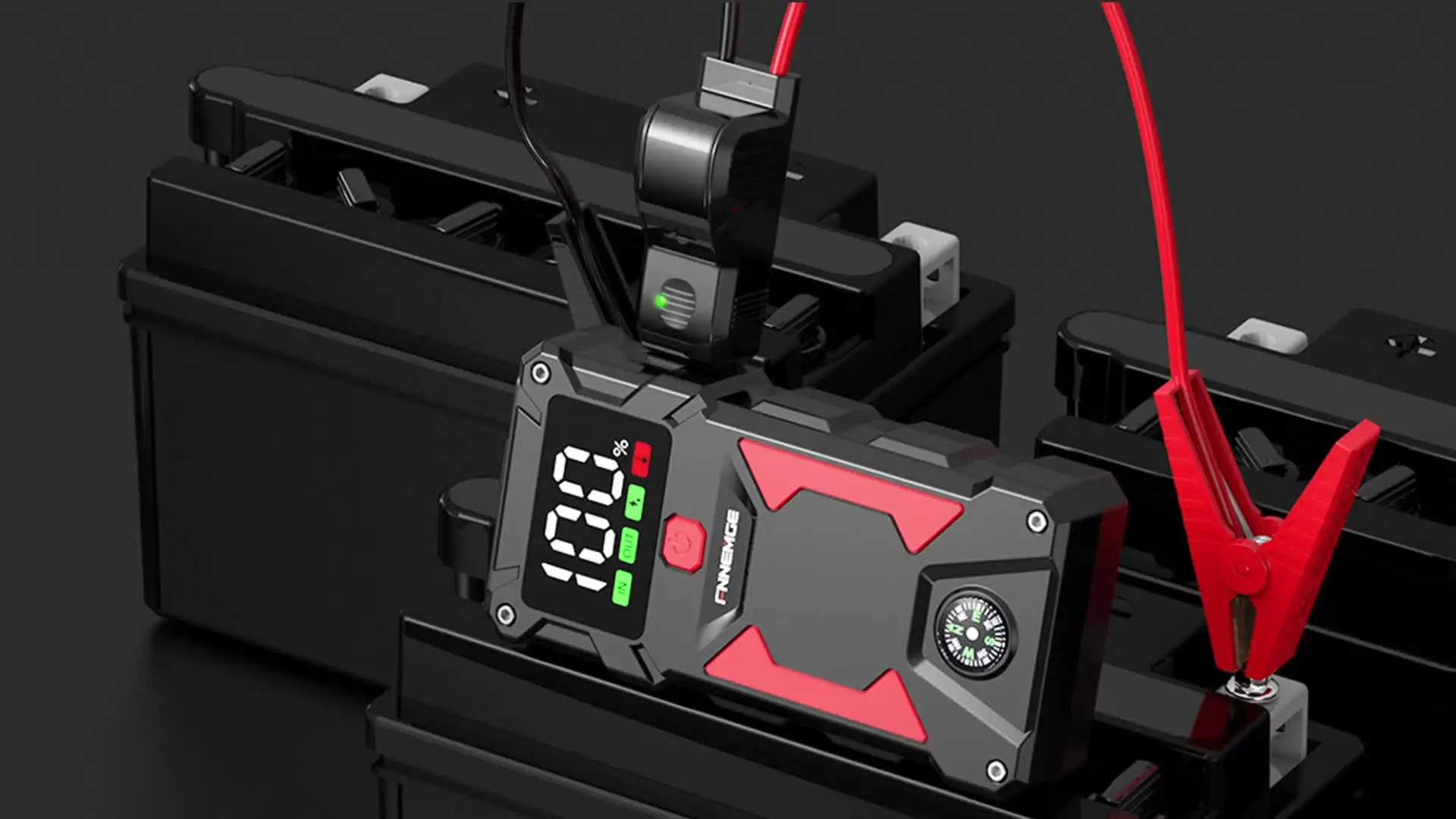 Avviatore BiuBox 5000A – Booster Auto Con Compressore 150PSI, Power Bank 21800mAh, Torcia LED, Per Benzina E Diesel 9L