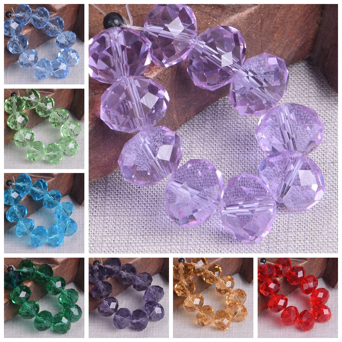 PH PandaHall 1590pcs Perles à Facettes 9 Couleurs Perle Rouge