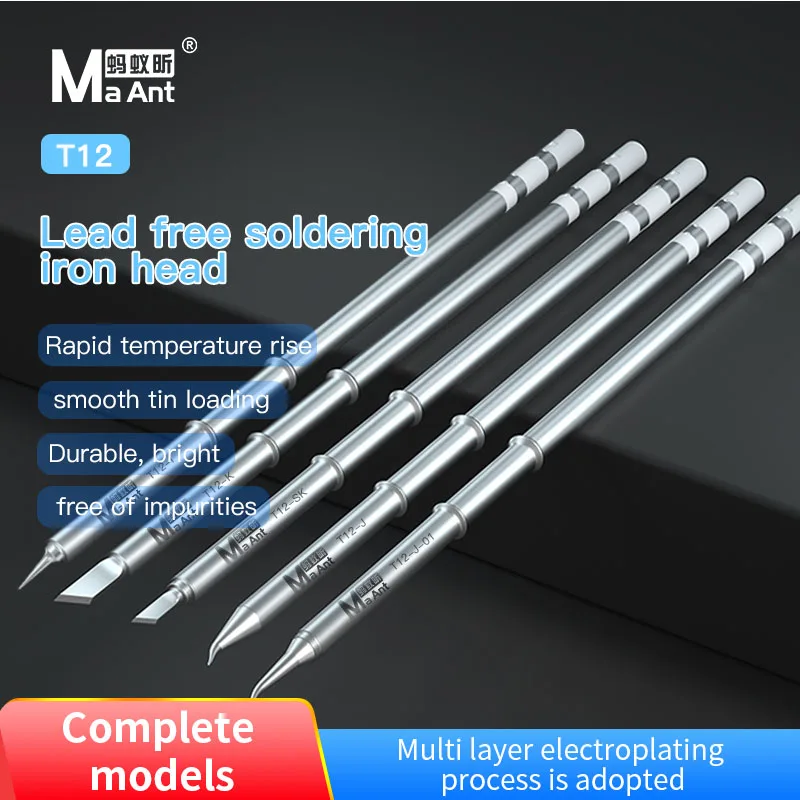 

Ma-Ant T12 Soldering Solder Iron Tips Lead-Free T12-I K SK J JS For Hakko FX951 STC AND STM32 OLED Soldering Station PCB Repair