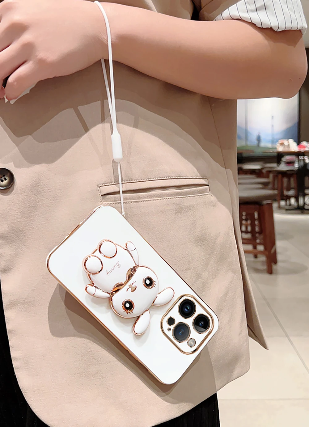 Handyhülle Mit Klappbarem Hasenhalter Und Galvanisierung_voghion.com