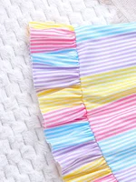 Robe d'été à rayures colorées pour filles, ourlet à volants, vacances d'été, plage, jeu, robe à bretelles 5