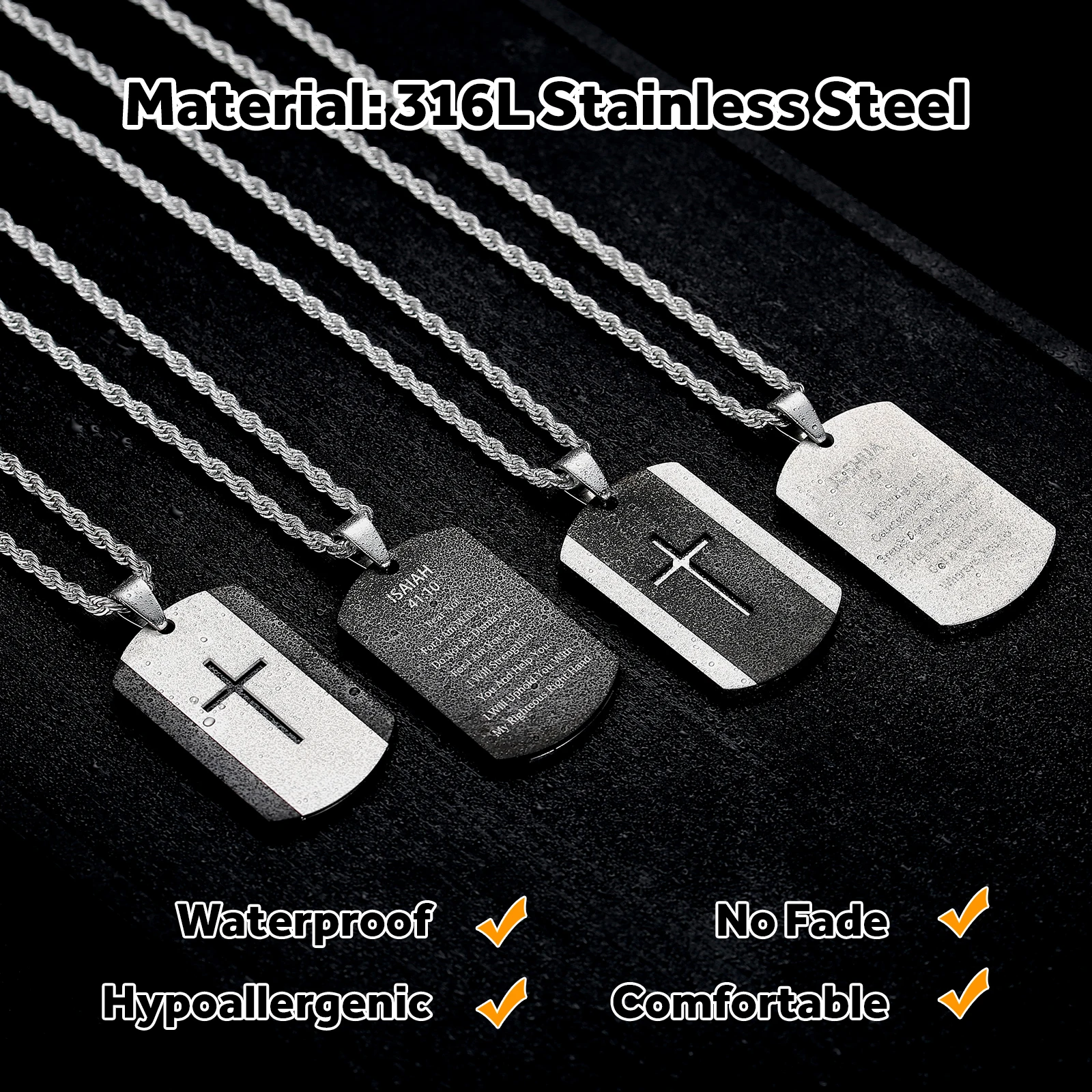 Stainless Steel Pet Dog Tags Pendant  Stainless Steel Chain Necklace Charm  - 1pc - Aliexpress