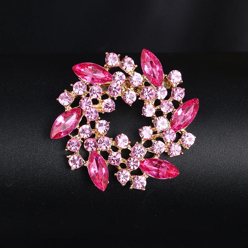 Crystal Rhinestones Flower Brooch For Women Girl Fashion Elegant Coat Lapel Pin Wedding Bouquet Corsage Scarf Clip Jewelry Gift