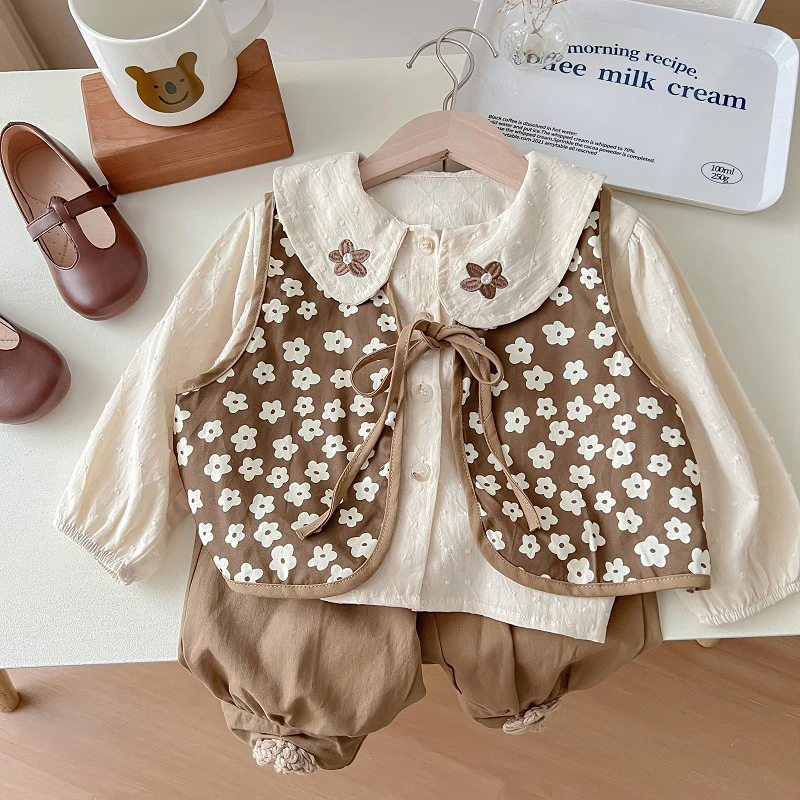 KoreanChildrensClothing2023SpringCottonThreepiecePantsSet