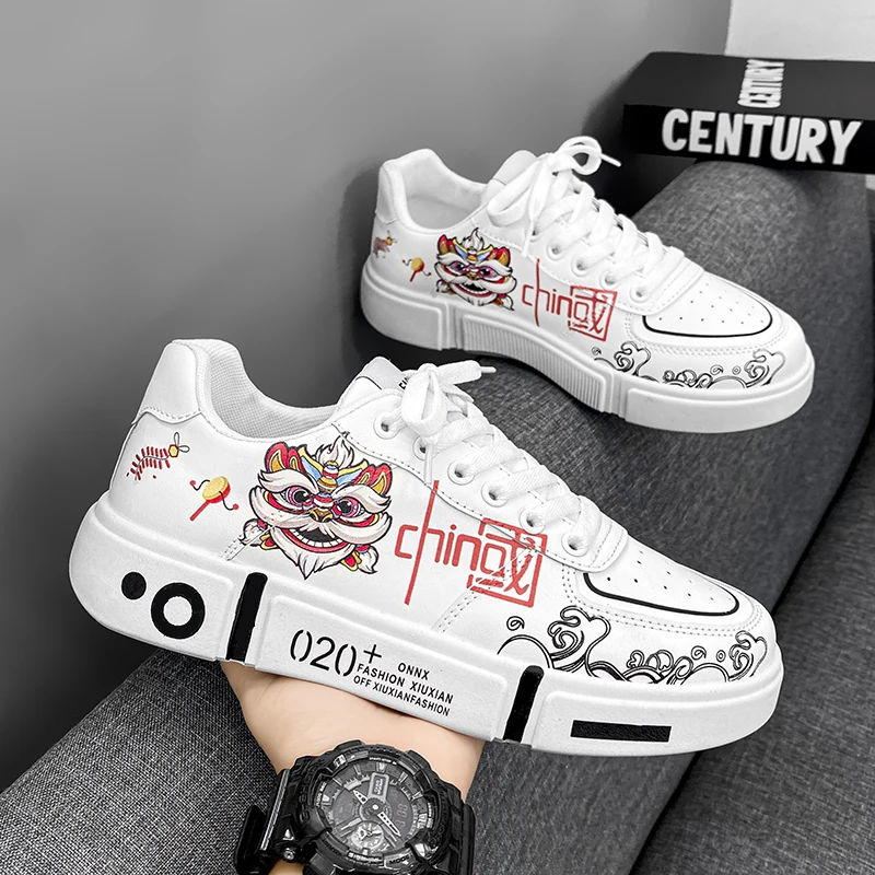 

Unisex Spring Summer Skateboarding Shoes Men Outdoor White Sports Sneakers Male Designer Leather Casual Trainers Women Flats