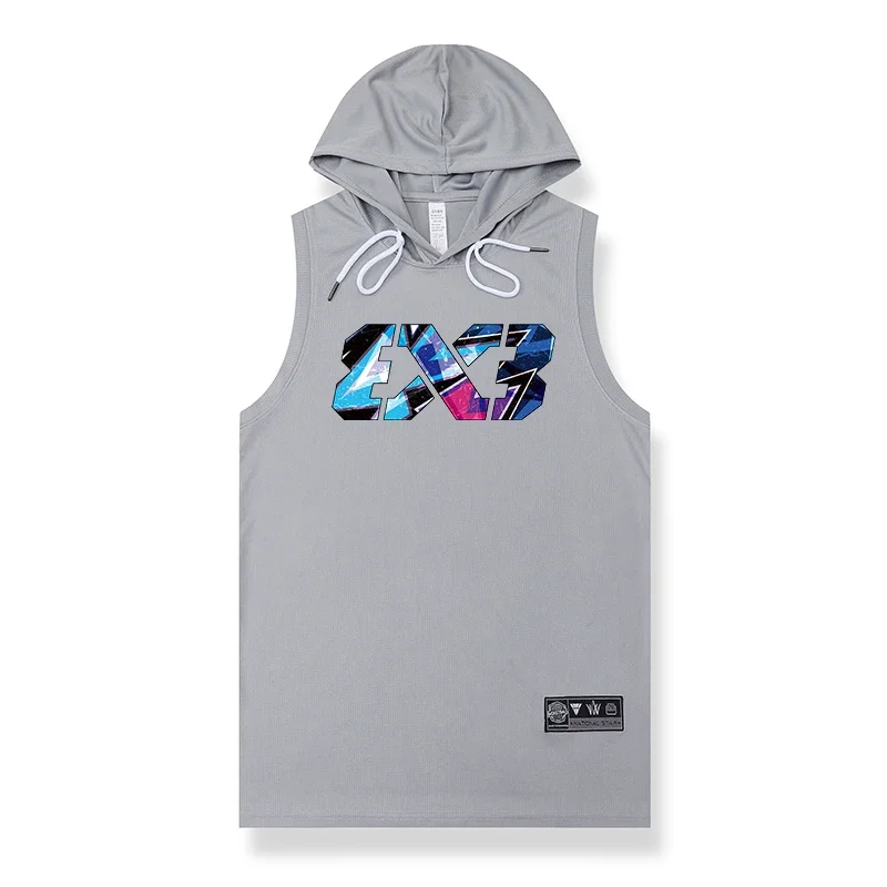 Adults Basketball Hooded Vests Personalized Design 100% Polyester Basketball Tank Top Sportswear Running Shirt For Men