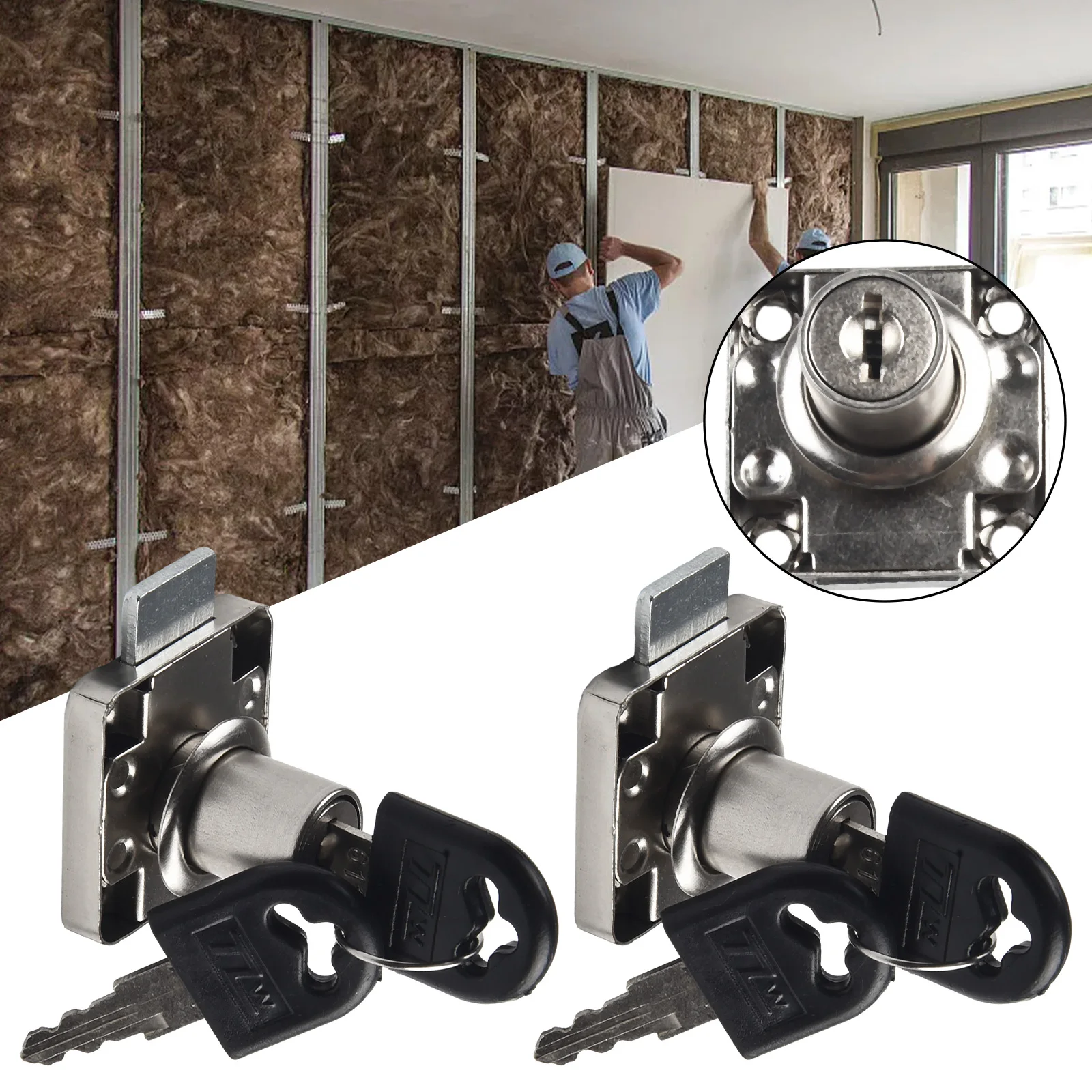 

2PCS Furniture Drawer Lock Desk Wardrobe Cabinet Door Locks Bedside Bookcase Cam Lock Matching Key For Hardware Tools