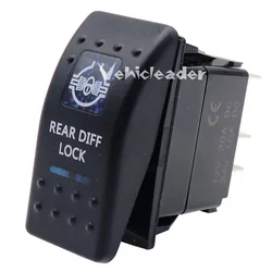 Waterproof Dual Blue LED Rocker Switch for Vehicle and Marine Use (REAR DIFF LOCK)