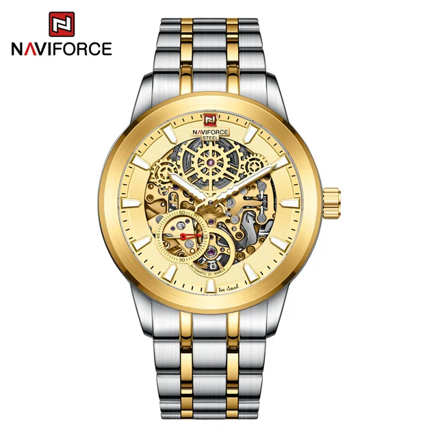 NAVIFORCE New Luxury Mechanical Wrist Watch for Men Business Skeleton watches Male 100M Waterproof Automatic Watch Reloj Hombre 1