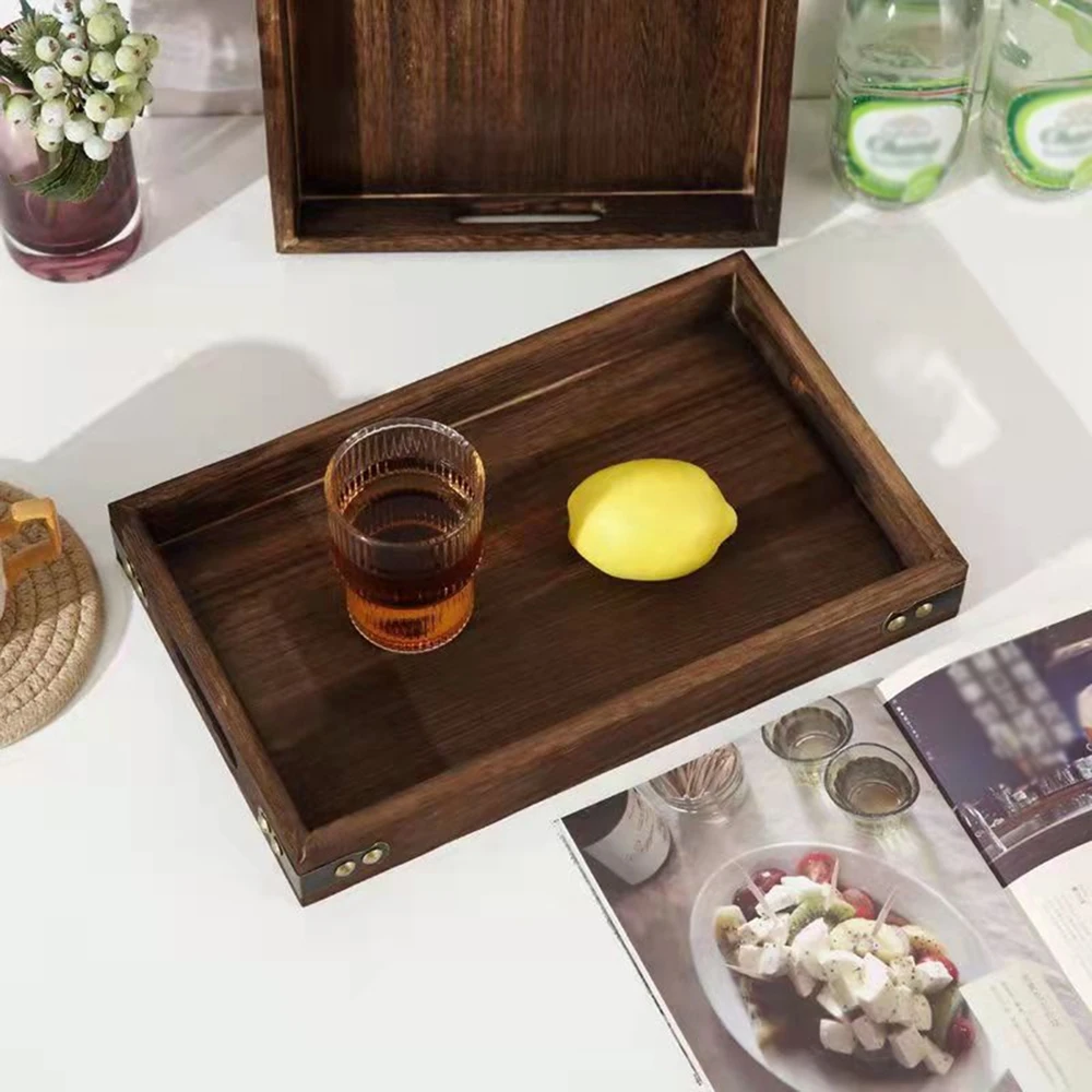 Description Picture 3 of itemJapanese Wooden Tray Rectangular Tea Tray Fruit Bread Dessert Tray Coffee Table Tray Kitchen Hotel Bread Snack Plate