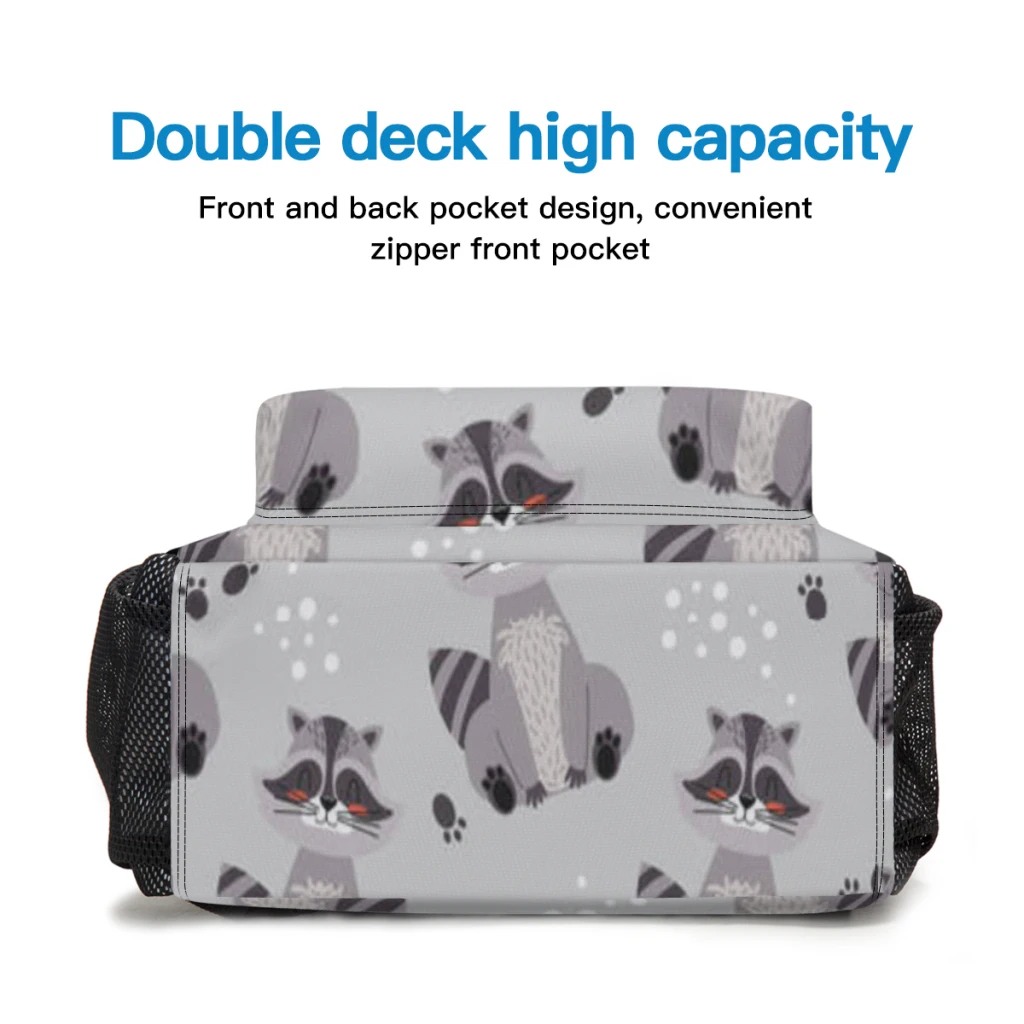 Raccoon cute Kids School Backpack Child Schoolbag Bookbag Primary Student Bag for Girls Boys