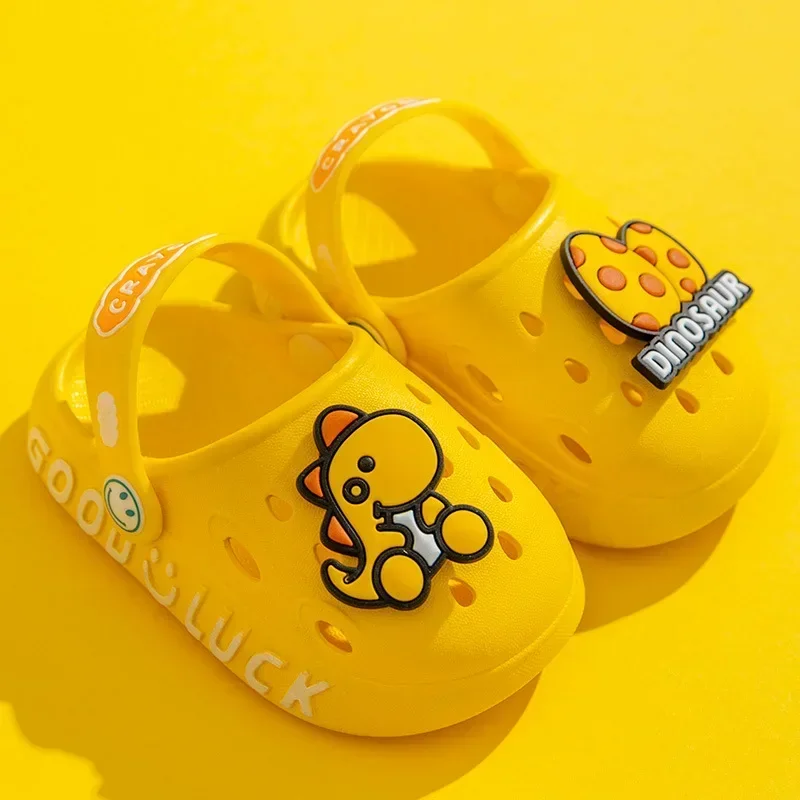 Kids Sandals Child Kawaii Blue Cartoon Clogs Summer Kids Lovely Dinosaur Outdoor Light Breathable Casual Garden Shoes