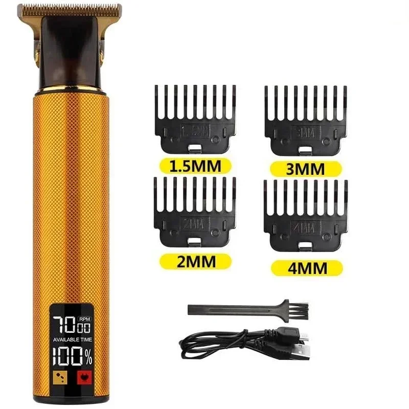 T9 Rechargeble Hair Trimmer LCD Electric Clipper Oil Shaving Head Pusher Carving Beard Shaver for Men Care 3