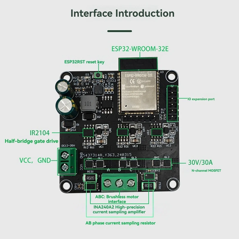 SimpleFOC 고출력 ESP32 20A 브러시리스 모터 드라이버 보드 무선 WIFI 블루투스 Simple FOC 레트로핏 모듈-ABWO