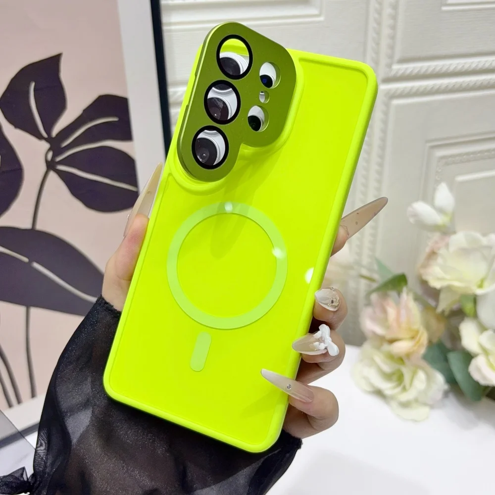 Premium Glossy Magnetic Folding Bracket Case with Glass Lens Protection