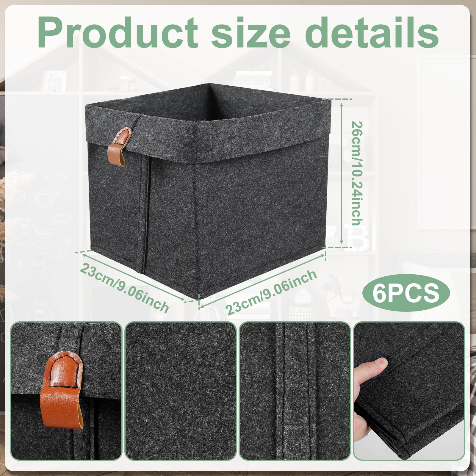 6Pcs Fabric Cube Foldable Storage Organizers Clothes Blanket Organizer Box Closet Storage Bins with Hanging Ring Toys Basket Hot 6