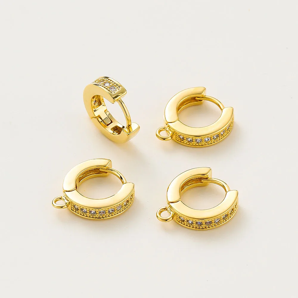 

Earring Making Supplies 18K Gold Plated Brass Inlaid Zircon Hoop Earrings Hooks Earring Clasps Accessories DIY Jewellery