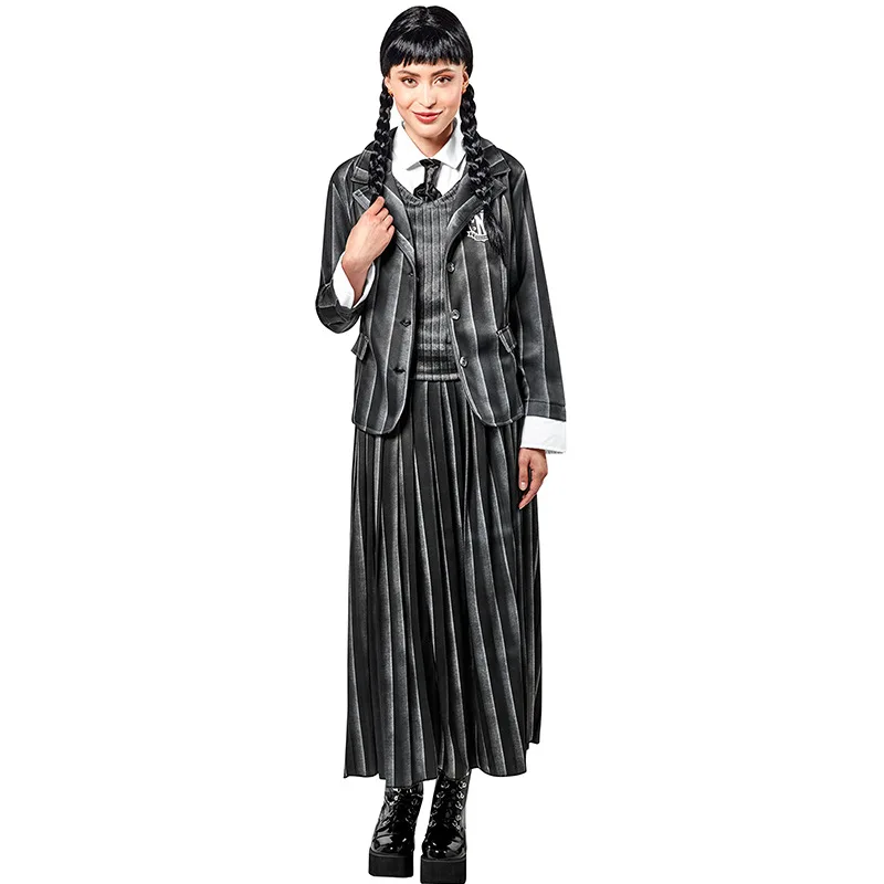 Kids Children Wednesday Wednesday Cosplay Costume Dress Outfits Halloween Carnival Suit Black Dress Role Play for Girls cosplay costume halloween dress outfit