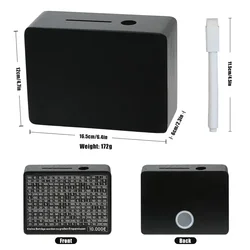 Elegant Black Wooden Piggy Bank with Digital Counter and Savings Goals (Black - Small)