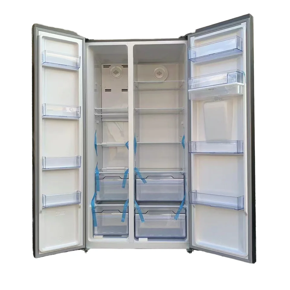 Large Capacity Silver Integrated Air-Cooled Frost-Free Double-Door Refrigerator for Household and Hotel Use