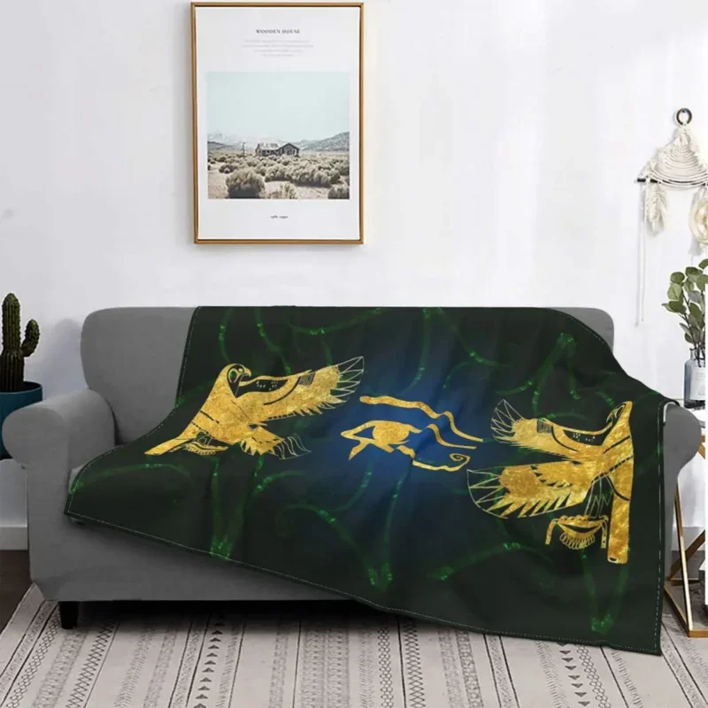

Eye Of Horus Falcons Wedjat Eye Fleece Throw Blanket Egyptian Ancient Egypt Blankets for Sofa Outdoor Super Warm Bedroom Quilt
