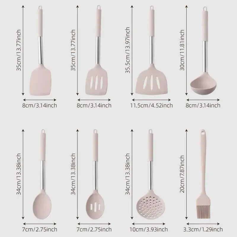 Description Picture 5 of itemSilicone Kitchen Cooking Utensil Set, 43 pcs Spatula Set with Stainless Steel Handle, Non-stick Heat Resistant - Best Cookware S