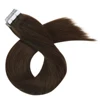 Moresoo Tape in Real Human Hair Extensions #4 Dark Brown Natural Remy Brazilian Hair PU Skin Weft Hair Extensions Tape in 2