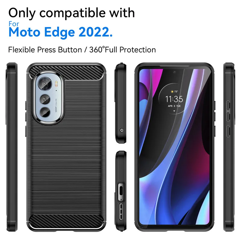 For Motorola Moto Edge Case Carbon Fiber Back Shockproof Soft TPU