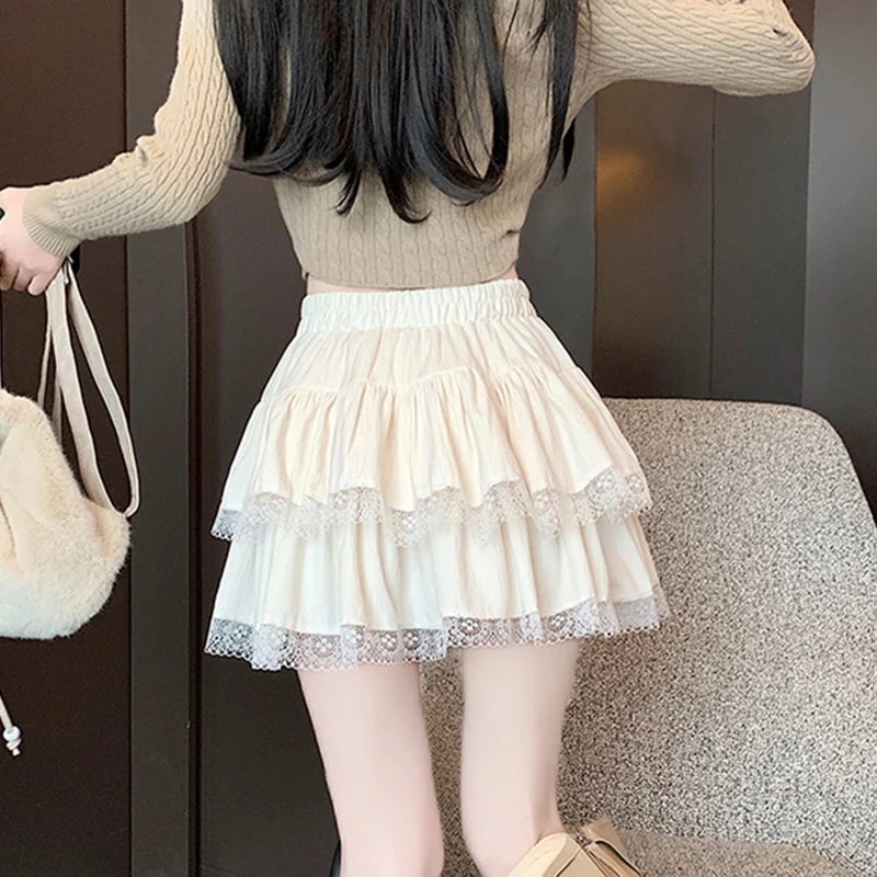 y2k Mini Skirt Women Coquette Clothes Lolita Fairycore High Elastic Tiered Ruffle Skirts Goth Lolita Skirts Streetwear