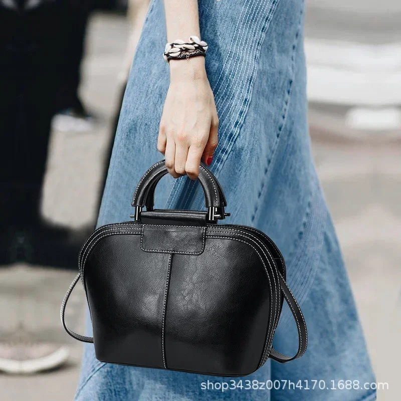 

Factory Direct Selling Genuine Leather Handbag for Women's New Large Capacity Single Shoulder Crossbody Texture Small Bag