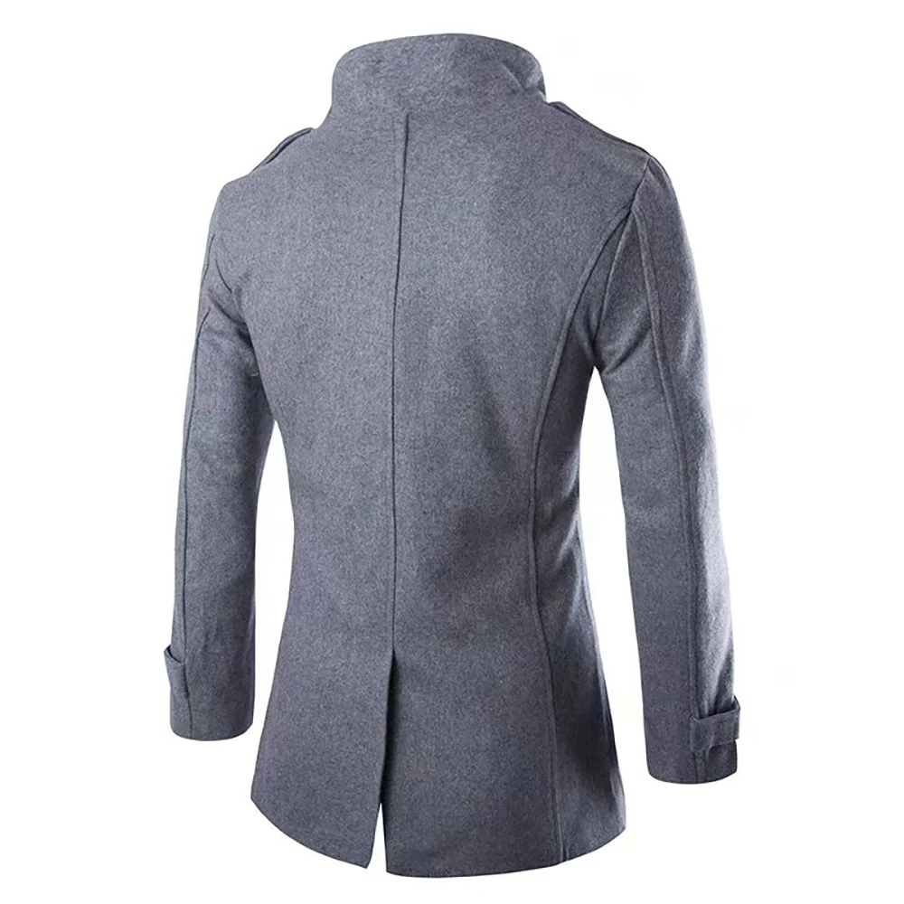 Description Picture 5 of itemFashion new clothing men's woolen coat mid-length windbreaker jacket men's clothing