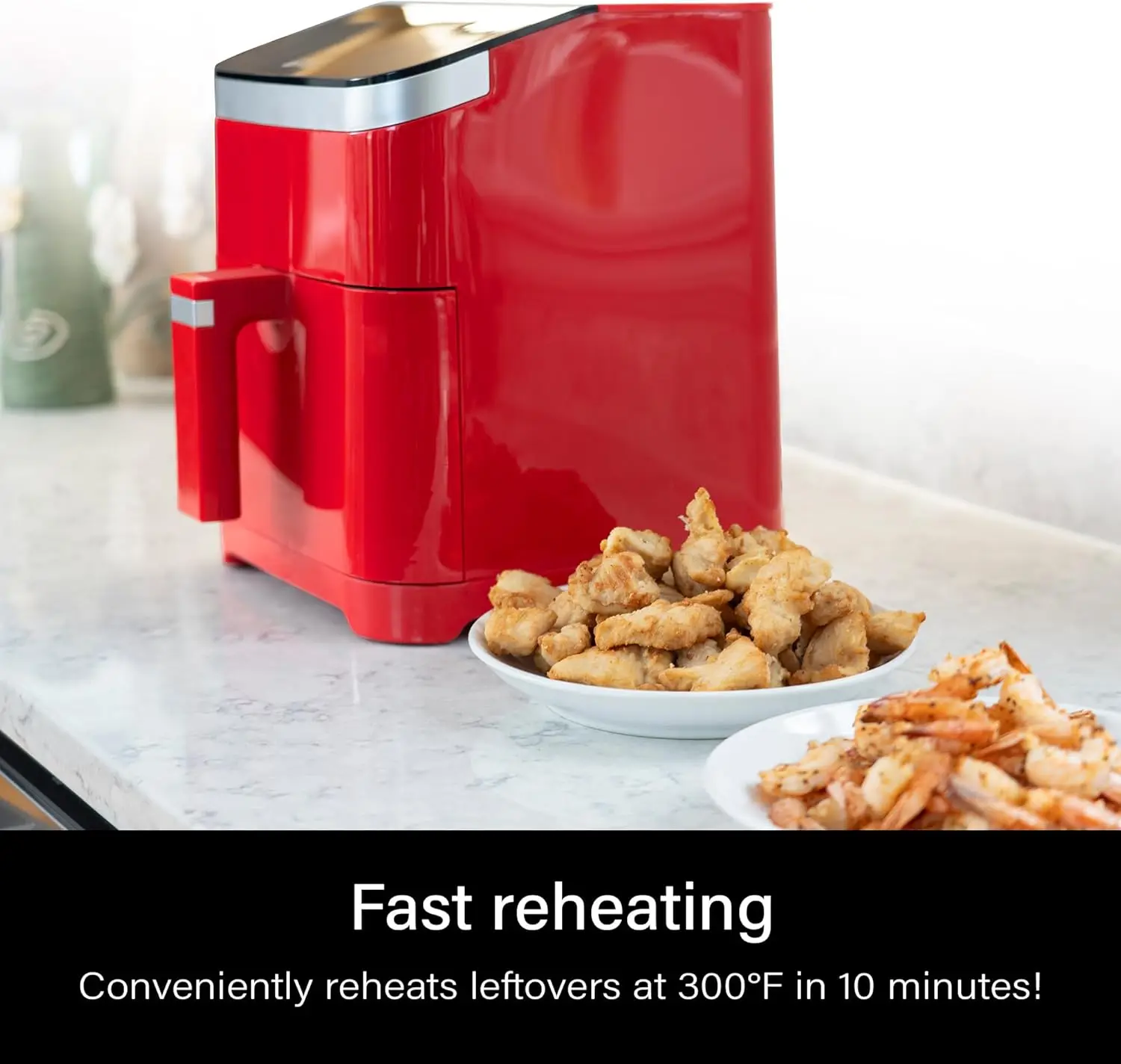 Chef 5.8QT Air Fryer, 8-in-1 Smart Cooking Programs, Nonstick and Dishwasher-Safe Basket, Complete Recipe Book, Red, DCDAIR 6