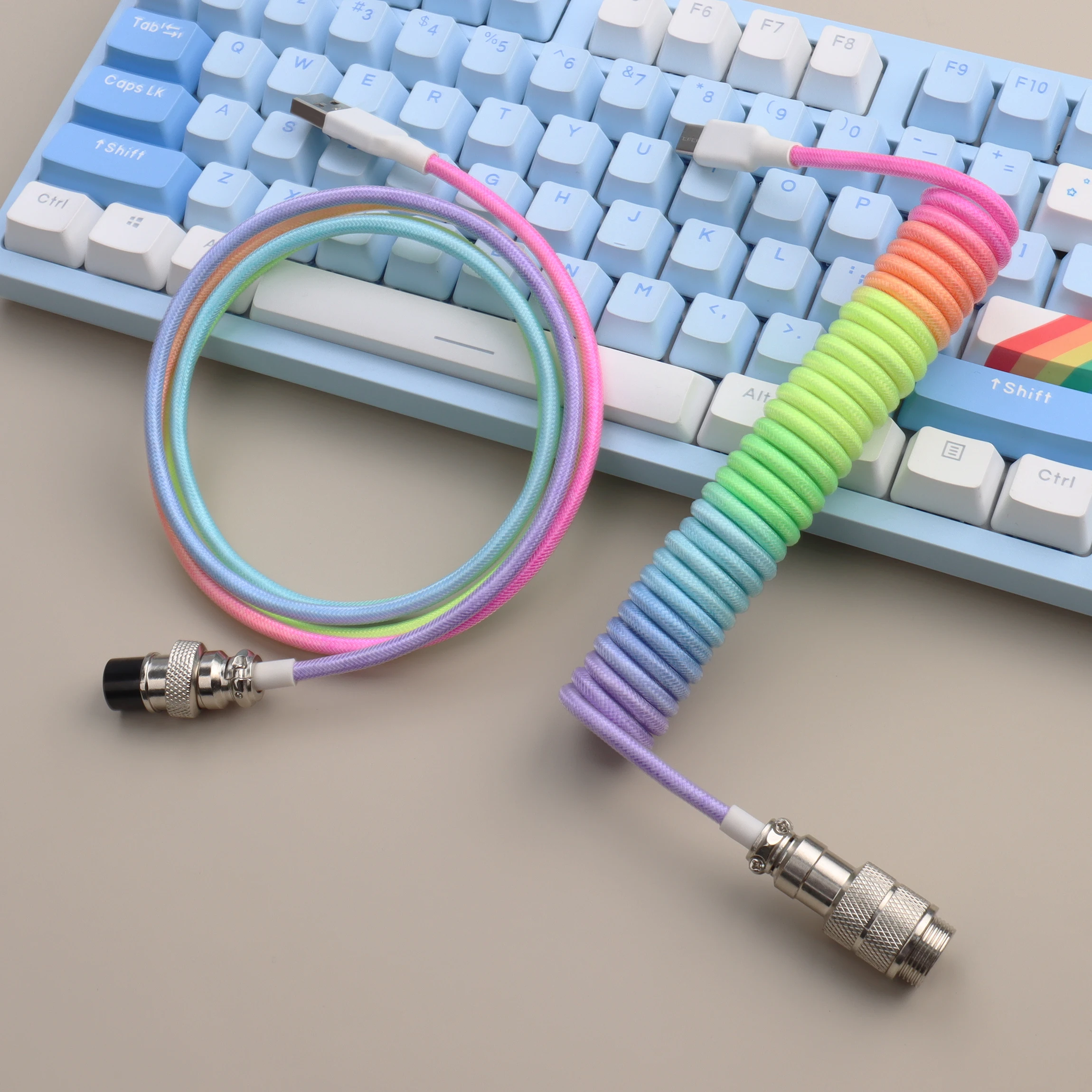 Mecanico Aviador e Teclado Usb c Cabo Enrolado Fio Conector Gx16 Transmissão de Dados Ultra Alta Velocidade Acessórios pc - Imagem 4
