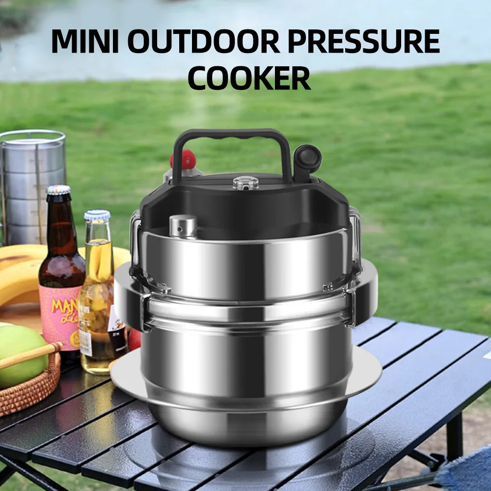 2L Portable Outdoor Pressure Cooker, 304 Stainless Steel Outdoor Camping Micro Pressure Cooker