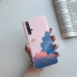 Cute Cat Cartoon Painted Phone Case with Soft Bumper for Honor 20 (Pink - D01)