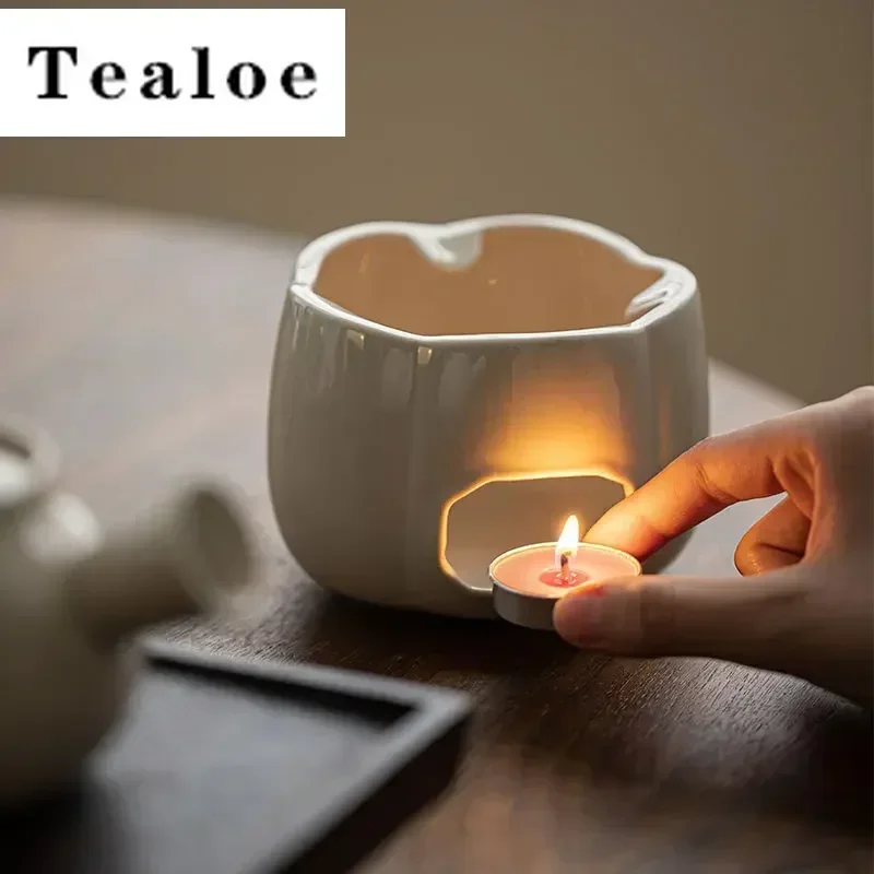 Plant Ash Glaze Candle Tea Warmer Vintage Heating Base Chinese Tea Stove Household Side Handled Teapot Servicies Collection