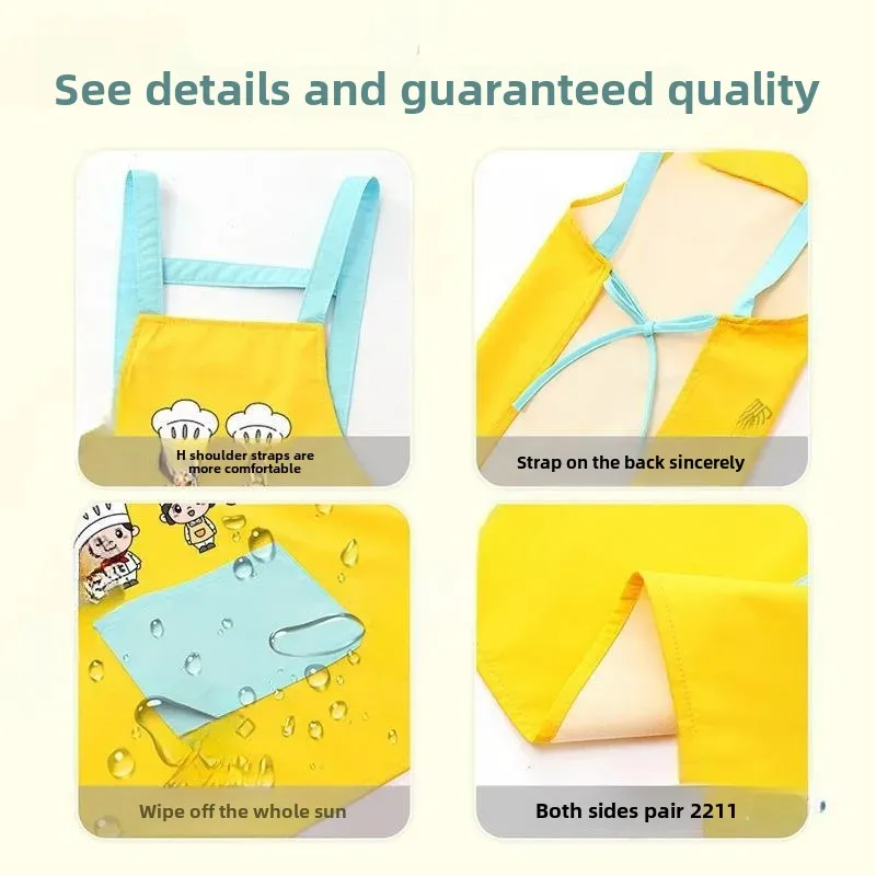 Kitchen Apron Hat Set for Kids Chef Costume Female Kindergarten Children Drawing Clothes Elementary School Students