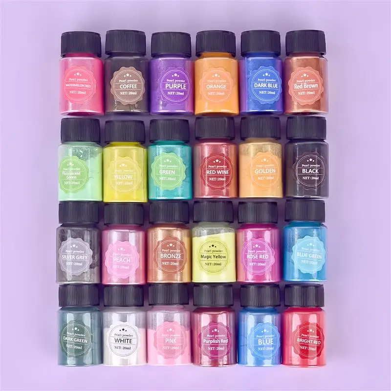24 Color 10g Epoxy Resin Dye Mica Powder Powdered Pigments Set Resin Mica Pearlescent Pearl Box-Packed Micas Colorants,epoxy resin pigment,mica powder pigment,pearlescent powder pigment,mica powder,pearl powder pigment