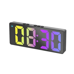 Enhanced LED Digital Alarm Clock with Voice Control, Dual Snooze, and Temperature Display (Black Colorful)