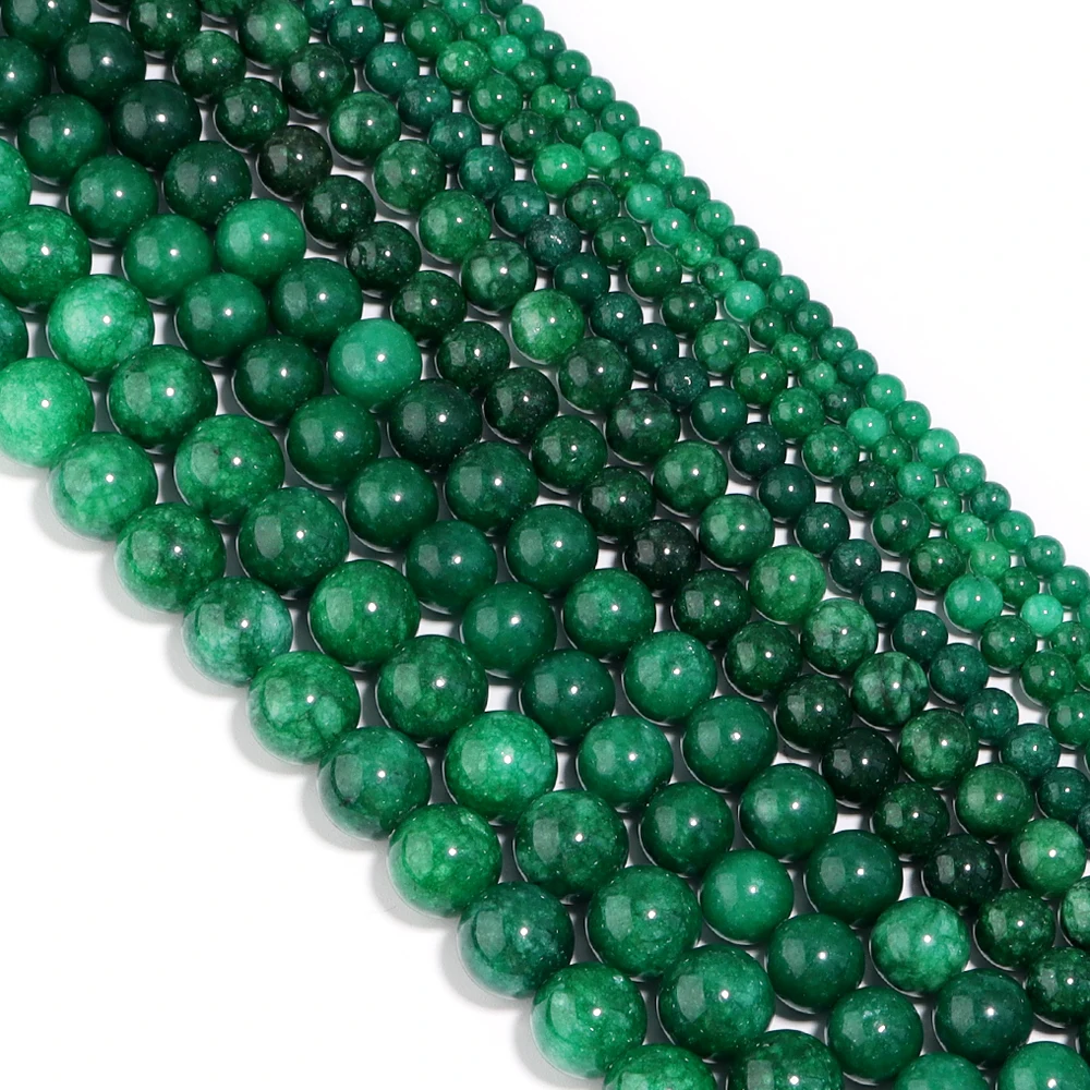 128 Perline Di Giada Malesia Verde Scuro 6mm - Per Braccialetti, Collane E Creazioni Fai Da Te - Foto 2