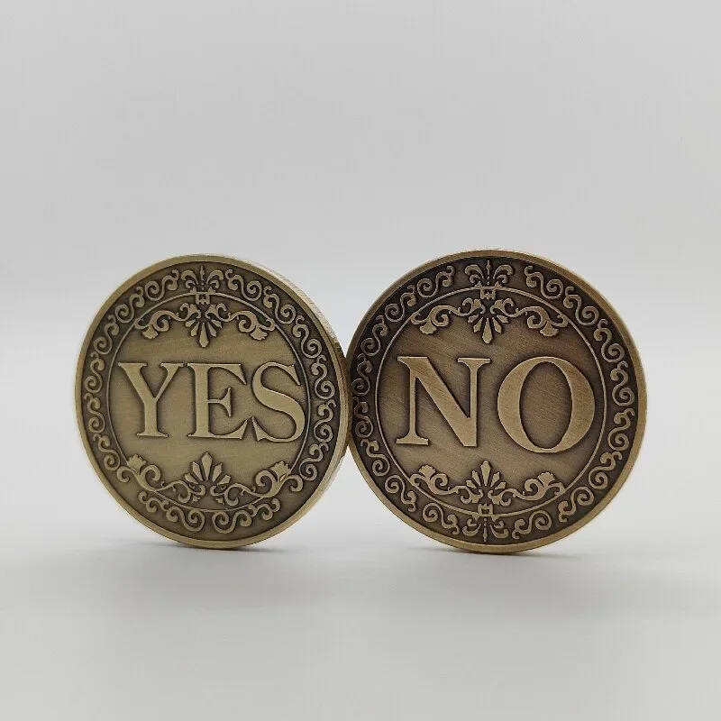 Bronze Yes or No Commemorative Coin Souvenir Non-currency Coins Game Novelty YES NO Letter Challenge Coins Decision Maker