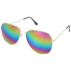 Stylish Unisex Aviator Sunglasses with Mirror Lens & UV400 Protection (3025 - gold - rainbow)