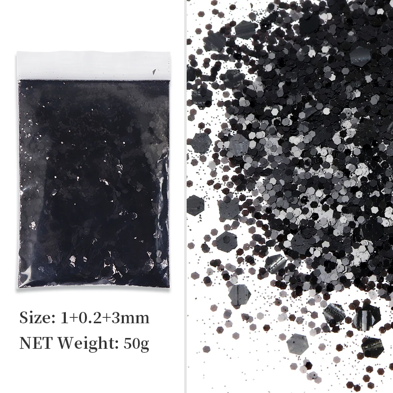 Nail Powder Nail Glitter Nail Decoration Nail Decorations 50g/bag Mixed Hexagons Sequins Chunky Glitter for Nails Design DIY Manicure