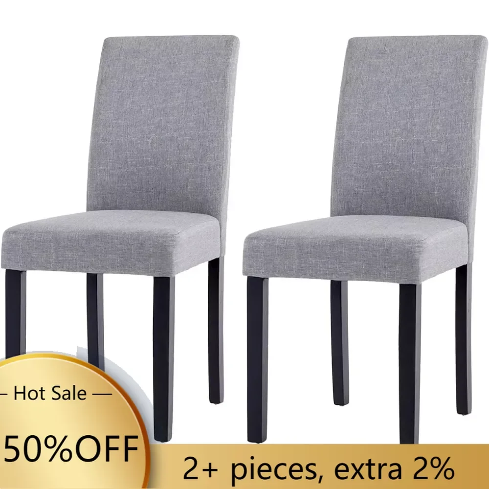 

Dining Chairs Set of 2 Upholstered Linen High-Back With Solid Wooden Legs for Living Chair Kitchen Dinning Room Bedroom Café