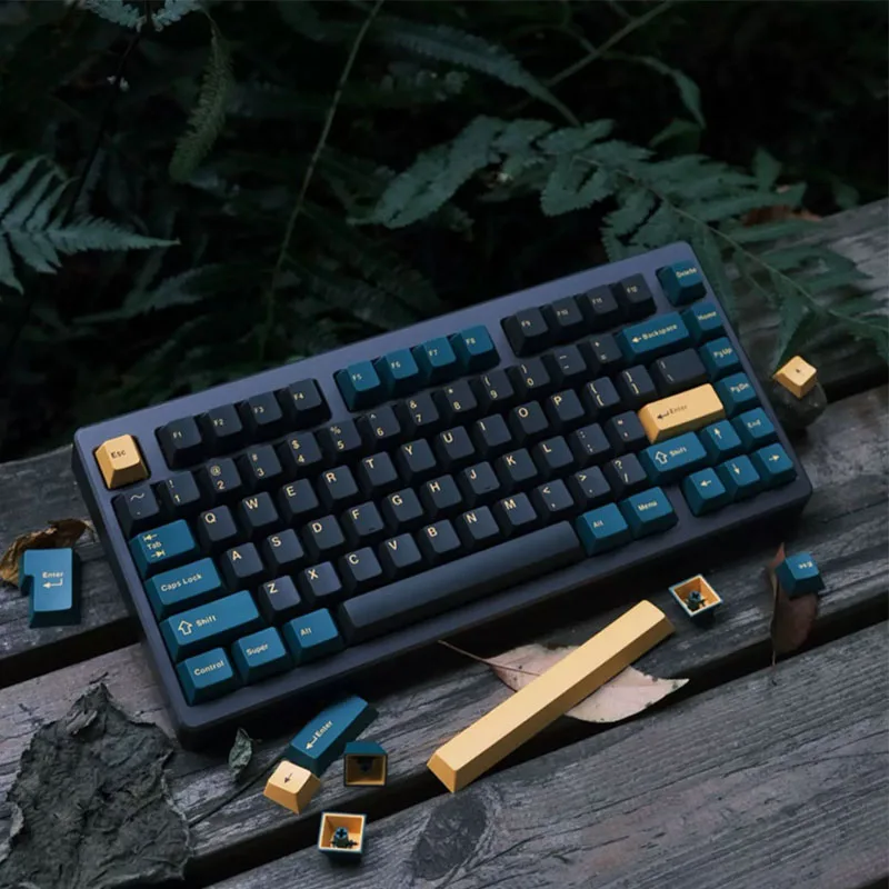 

Full Set Of Mechanical Keyboard Keycaps PBT Dual Color Gray Gradient Cross Satellite Axis Green Cherry Profile Keycaps