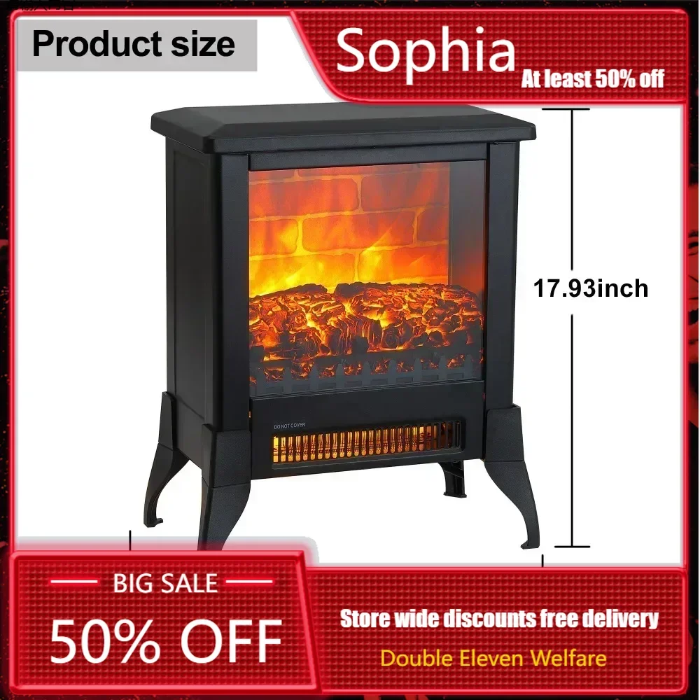 Electric Fireplace Infrared Heater, warmer 14" Freestanding Stove with CSA Certified Easy to Assemble 1400W Fireplace Stoves