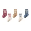 5/6pairs Cotton Letter Infant Boys Socks High Quality Breathable Casual Baby Boys Mid Tube Socks Children's Boys White Socks Kit 2